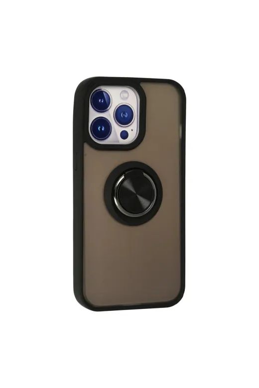 DGY STORE mptelA048-34943 İphone 13 Pro Max Kılıf Montreal Yüzüklü Silikon Kapak - Siyah