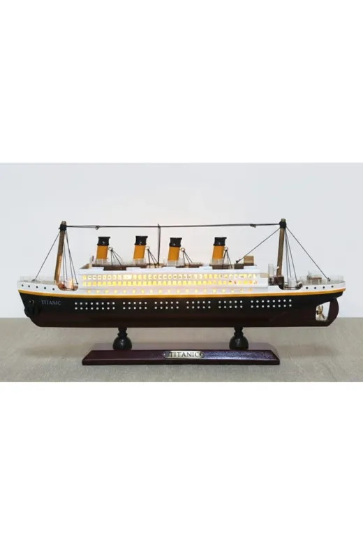 DGY STORE tkl98902 35X45 Cm Özel Tasarım Işıklı Ahşap Titanik Gemi