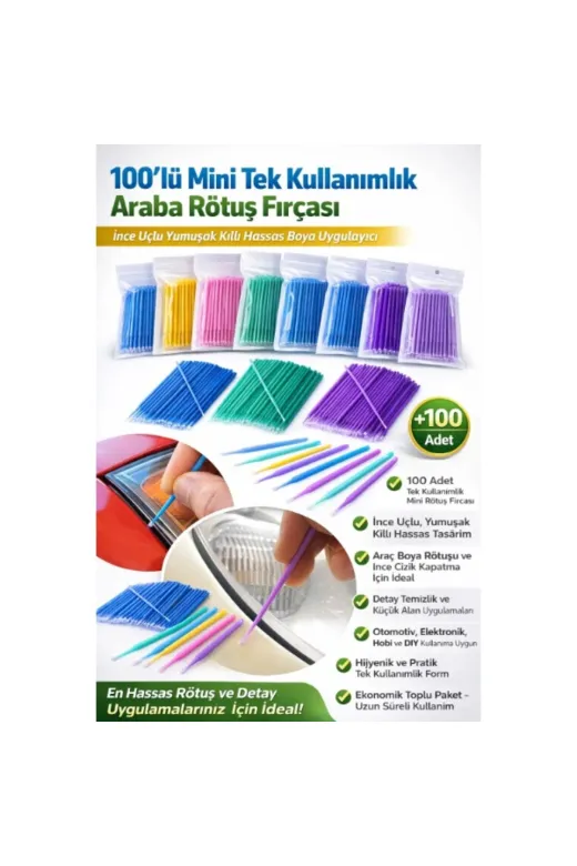 DGY STORE tkl99152 100’Lü Mini Tek Kullanımlık Araba Rötuş Fırçası