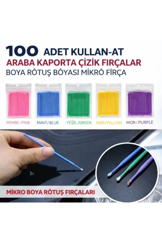 DGY STORE tkl99152 100’Lü Mini Tek Kullanımlık Araba Rötuş Fırçası