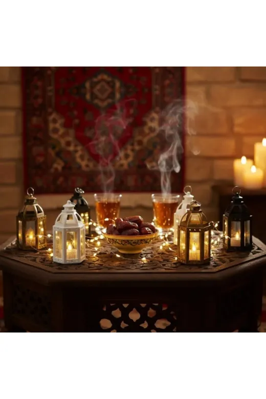 DGY STORE tkl99311 Ramazan Temalı Büyük Altıgen Açık Kubbe Led Lamba