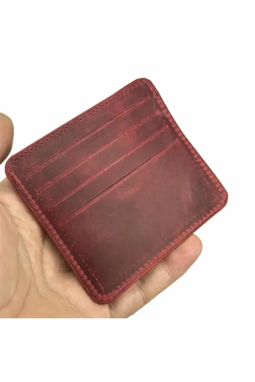 DİGA CYA119 Hakiki Deri 8 Gözlü Kartlık Crazy Bordo