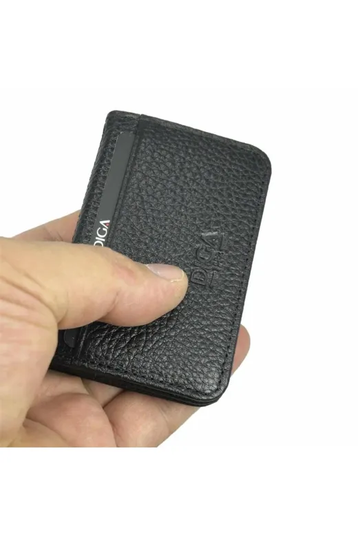 DİGA Dga1169S Diga 1169 Hakiki Deri Minimal Kartlık Siyah