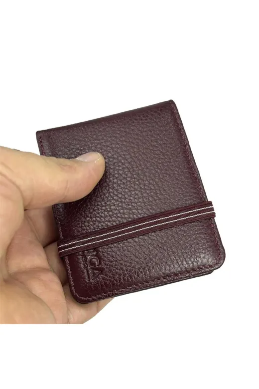 DİGA Dga794B Diga 794 Hakiki Deri Lastikli Kartlık Cüzdan Bordo
