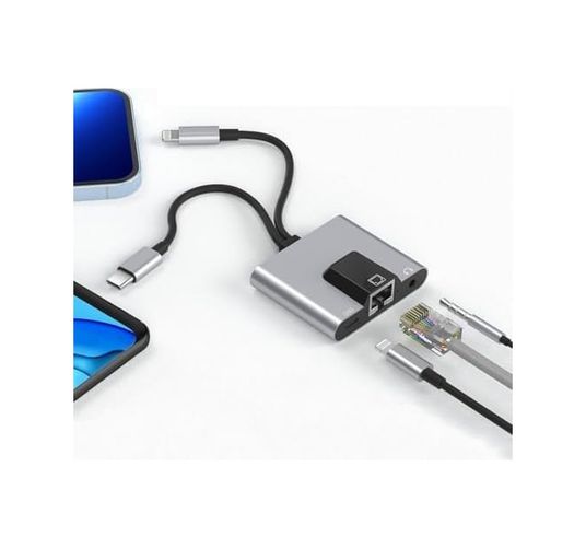 Diğer 109683535 3 İn 1 Arada İphone İle Uyumlu Lightning/type-C - Ethernet Adaptörü - Telefon/tablet Ethernet Lan Ağ Adaptörü, Adaptörü Tak Ve Çalıştır Zr815