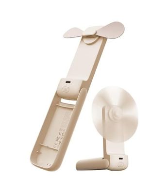 Diğer 109683863 Snn01 Katlanabilen 3 Kademeli Portatif Soğutucu El Fanı Mini Vantilatör Usb Şarjlı 10 Saat Kesintisiz Ferahlık Krem Renk