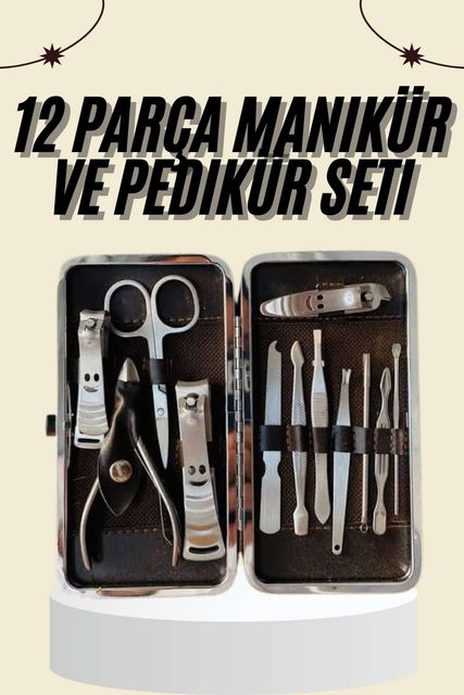 Diğer 111480580 Tırnak Bakımı Tırnak Makası Profesyonel 12 Parça El Ayak Manikür Pedikür Seti