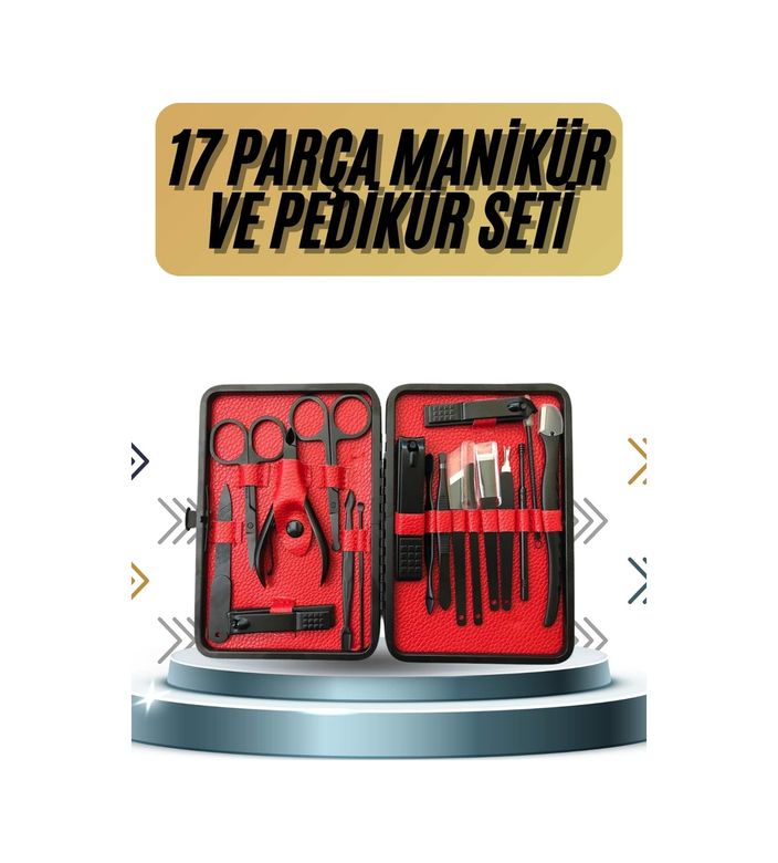 Diğer 111480736 17 Parça Manikür Pedikür Seti El Ayak Bakım Seti Tırnak Makası Törpü