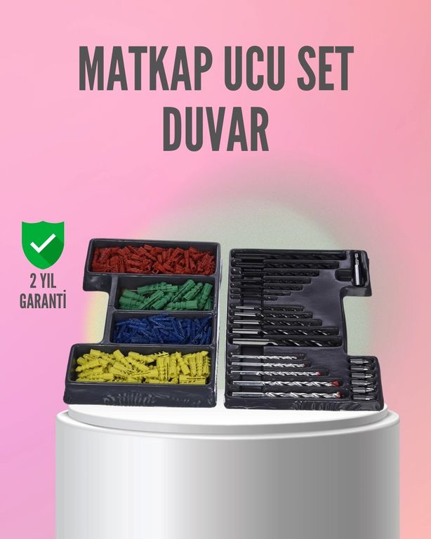 Diğer 114877965 Kapsamlı Matkap Ucu Seti Organizer Kutulu Ahşap Metal Beton Delme