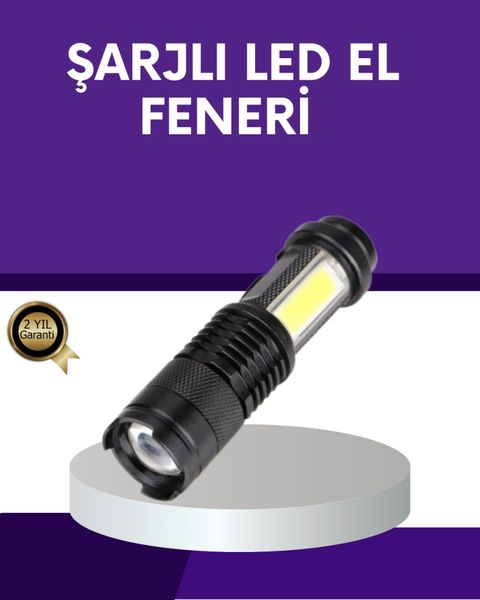 Diğer 116855335 Şarjlı Mini Led El Feneri 2000 Lümen Su Geçirmez
