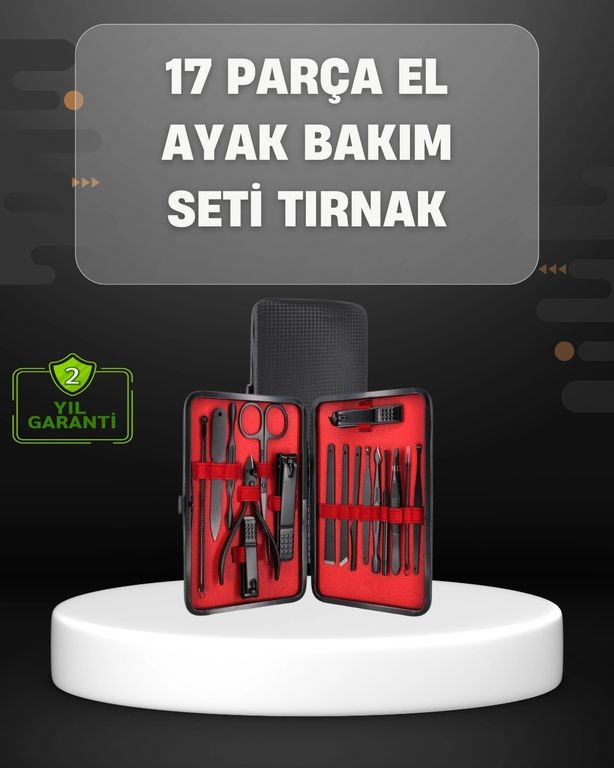 Diğer 117518311 17 Parçalık Profesyonel Manikür Seti - Paslanmaz Çelik