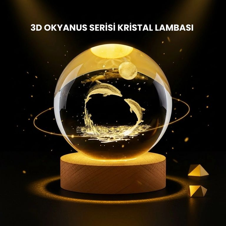 Diğer 117763606 Led Işıklı Yunus Küre Ahşap Standlı Modern Dekoratif Aksesuar Çok Renkli
