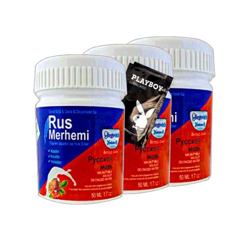 Diğer 118239279 Rus Merhemi Glegnid Blue Tüy Kremi Rus Merhemi 3Lü X 50 Ml + Yanında Jel