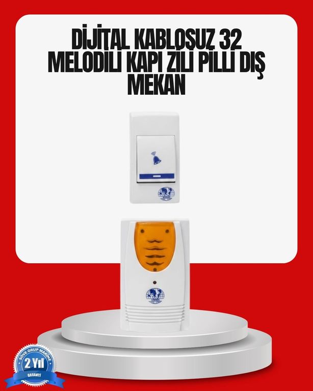 Diğer 118303669 Kolay Kullanımlı Kablosuz Kapı Zili Şık Ve Sade Tasarım