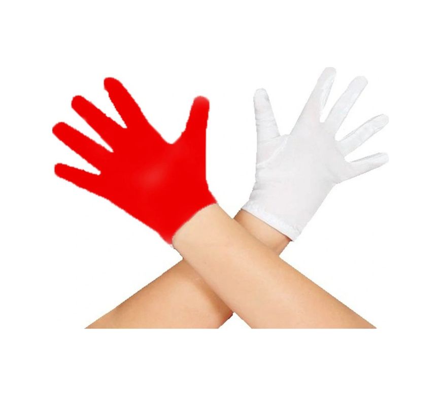 Diğer 119853355 Mey İthalat Gösteriler İçin 1 Çift Kırmızı Beyaz Pandomim Eldiveni Çocuk Boy