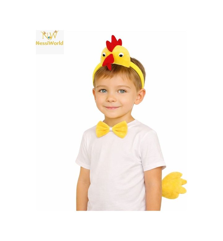 Diğer 119853809 Mey İthalat Çocuk Horoz Tavuk Kostüm Seti 3 Parça Taç + Papyon + Kuyruk
