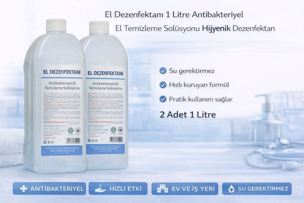 Diğer 120394497 El Dezenfektanı 1 Litre Antibakteriyel El Temizleme Solüsyonu 2 Adet