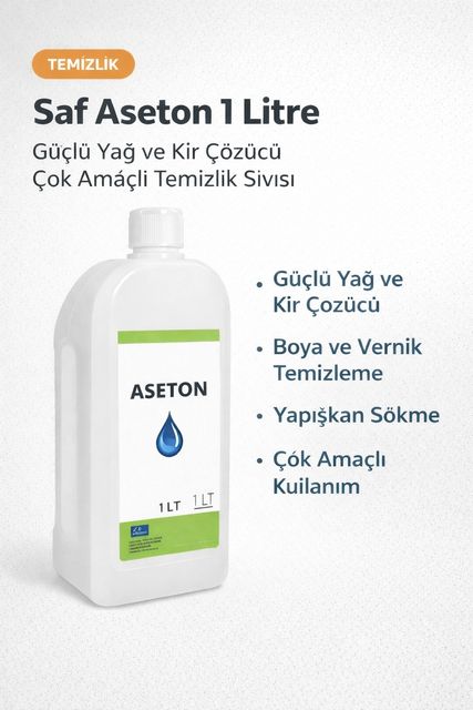 Diğer 120394518 Saf Aseton 1 Litre Güçlü Yağ Ve Kir Çözücü Çok Amaçlı Temizlik Sıvısı 1 Adet