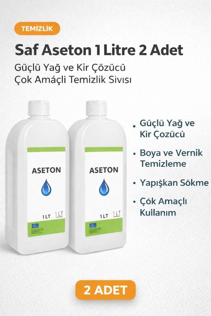 Diğer 120394519 Saf Aseton 1 Litre 2 Adet Güçlü Yağ Ve Kir Çözücü Çok Amaçlı Temizlik Sıvısı