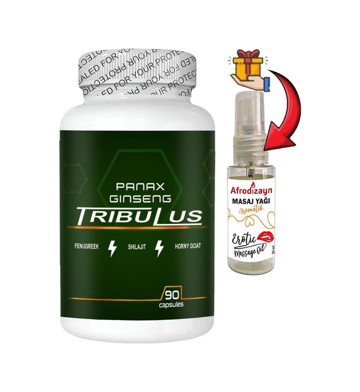 Diğer 120493486 Panax 1 Kutu Panax Ginseng Tribuluslu Fenugreekli Shilajitli Hornygoatlı 90 Lı Caps + Afrodizayn Yağ