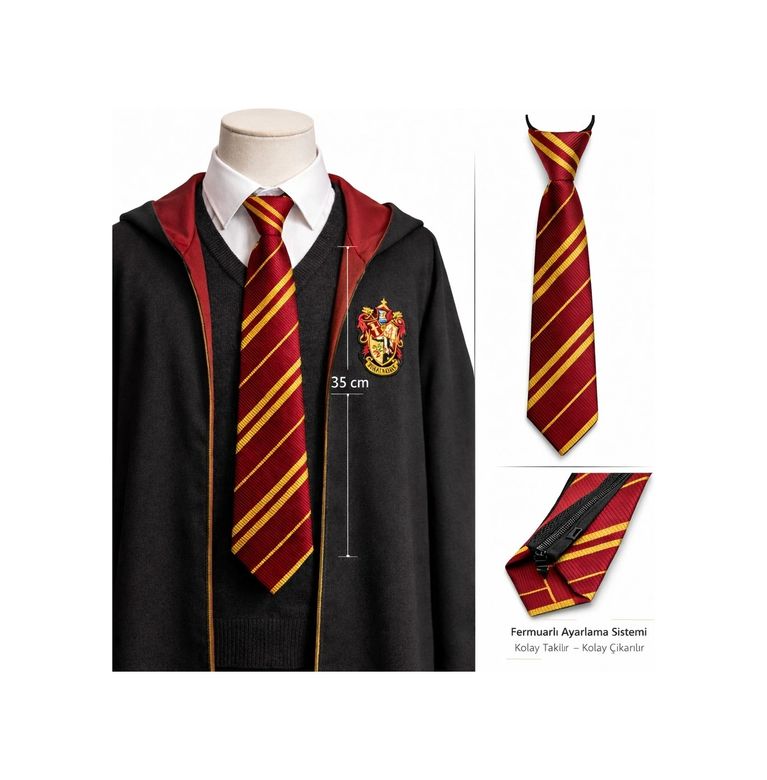 Diğer 121110211 Mey İthalat Harry Potter Gryffindor Fermuarlı Ayarlanabilir Kravat