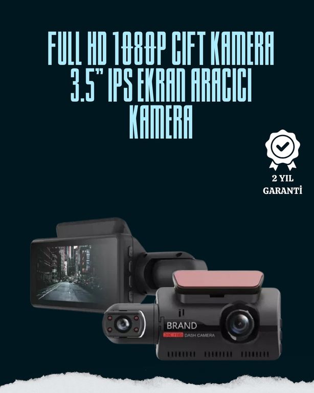 Diğer 121393336 Çift Lensli Araç İçi Kamera Park Koruma Gece Görüş Ve Tarih Damgası