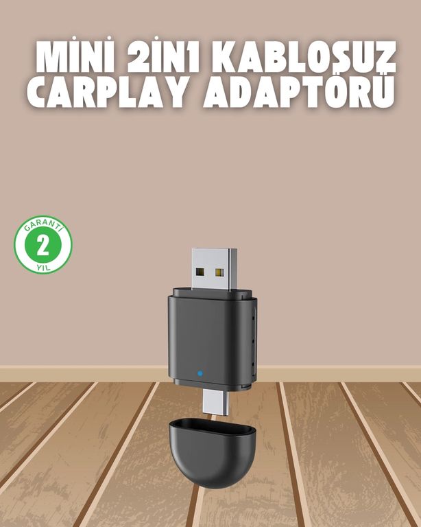 Diğer 122105209 Mey İthalat Kablosuz Carplay Adaptörü Usb-A & Type-C Uyumlu Hızlı Bağlantı Cihazı