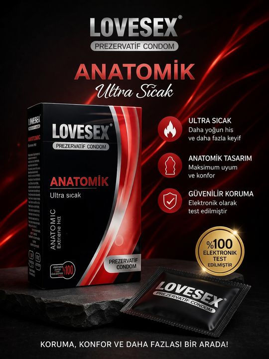 Diğer 122545488 Lovesex Anatomik Prezervatif Ultra Sıcak Etkili Kondom Yüksek Hassasiyet Ve Koruma 1 Adet
