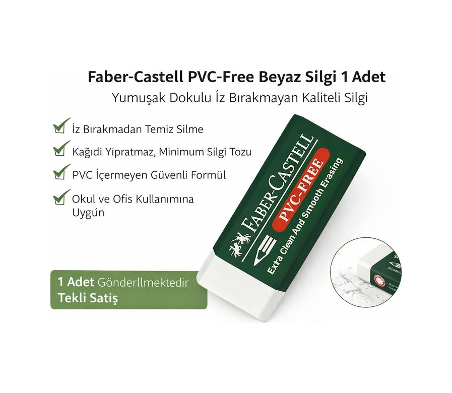 Diğer 124685211 Pvc-Free No24 Beyaz Silgi 1 Adet Yumuşak Dokulu İz Bırakmayan Kaliteli Silgi