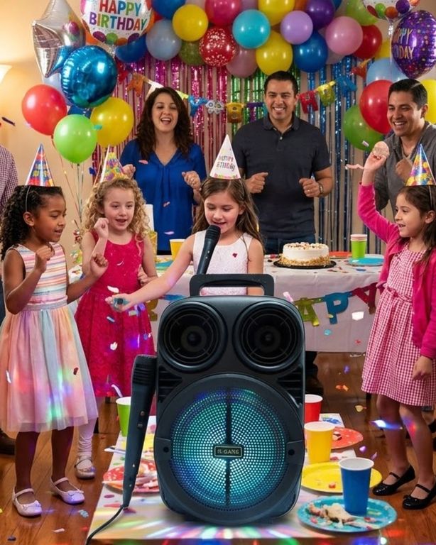 Diğer 124834071 Kablosuz Karaoke Hoparlör Mikrofonlu Rgb Işıklı Bluetooth Speaker Usb Tf Kart Destekli