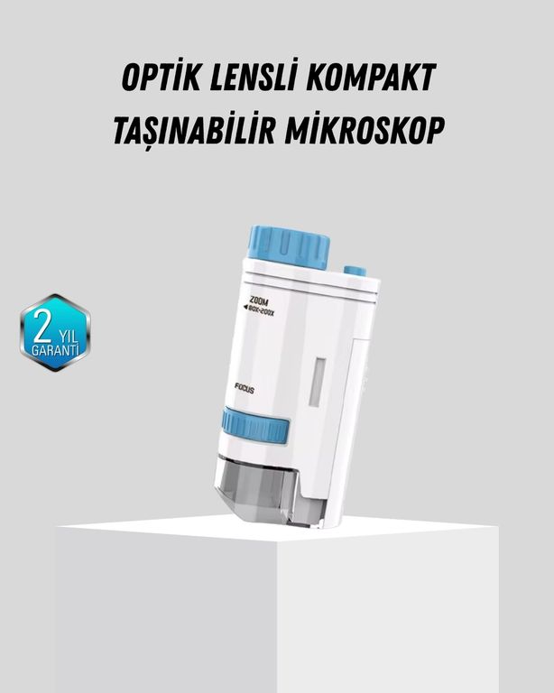 Diğer 124971553 Mey İthalat Taşınabilir Mini Mikroskop Led Işıklı 80X 200X Büyütmeli Ve Odak Ayarlı