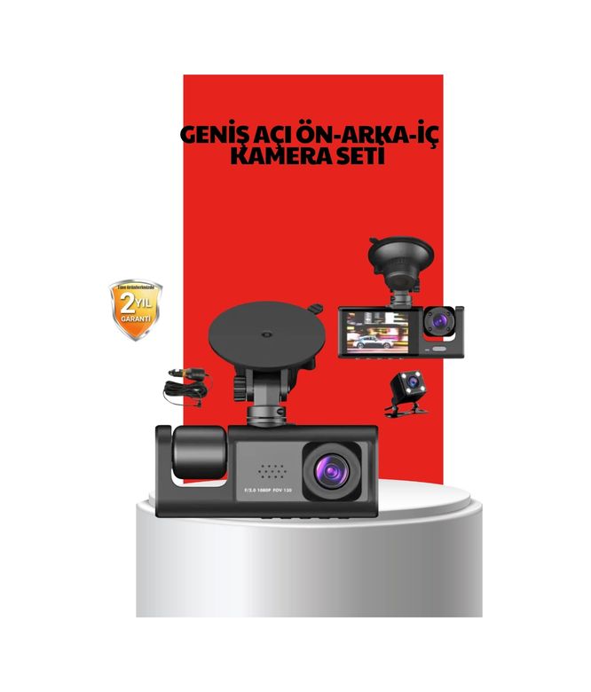 Diğer 125022824 Mey İthalat 170 Geniş Açı Ön-Arka-Iç Kamera Seti Tam Kapsamlı Araç Güvenliği