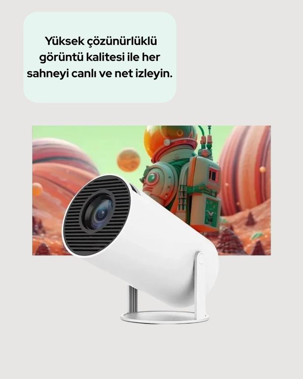 Diğer 125044217 Mey İthalat 4K Uyumlu 130 İnç Full Hd Projeksiyon Cihazı Ve Kablosuz Aktarım Özelliği