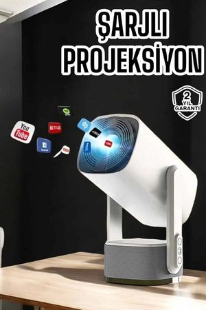 Diğer 125044289 Mey İthalat Akıllı Projeksiyon Powerbankli Taşınabilir Sinema Projektörü 4K Hd Kaliteli