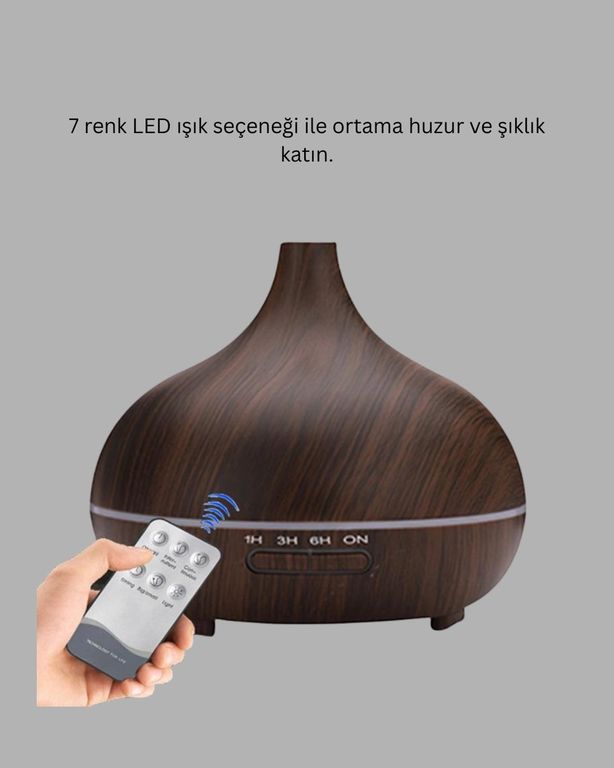 Diğer 125052557 Mey İthalat 550Ml Ultrasonik Hava Nemlendirici Ve Aromaterapi Difüzörü Çok Renkli