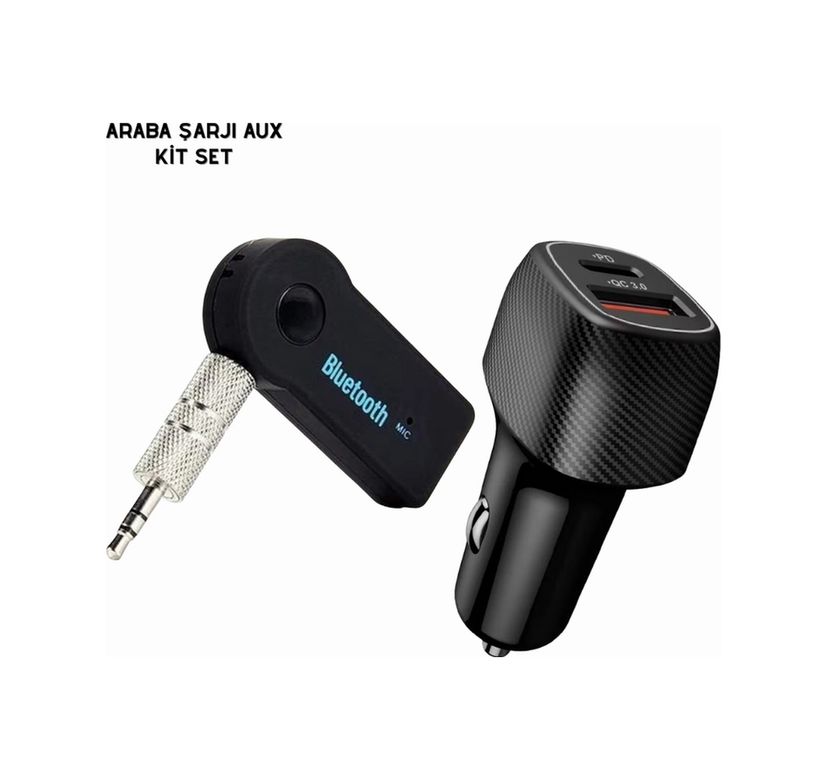Diğer 125060419 Mey İthalat Araç İçi Bluetooth Müzik Kiti + Type-C Pd Araç Şarjı Seti