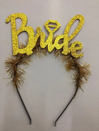 Diğer 125120556 Mey İthalat Altın Renk Bekarlığa Veda İtalik Yazı Alyanslı Bride Taç
