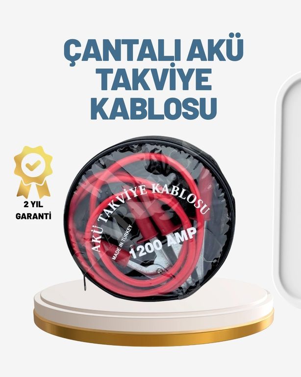 Diğer 125225017 Mey İthalat 1200A Güçlü Akü Takviye Kablosu 2M Büyük Maşalı Acil Yardım