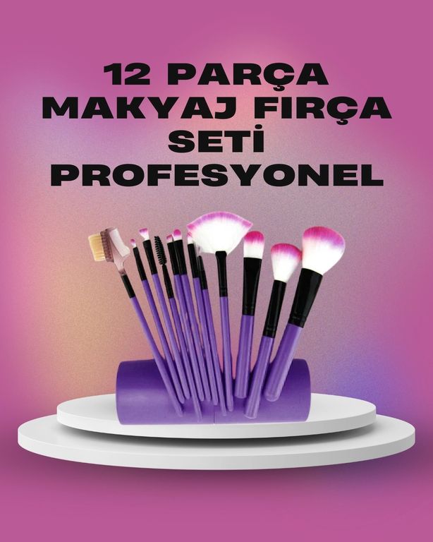 Diğer 125244554 Mey İthalat 12 Parça Yumuşak Kıllı Makyaj Fırçası Seti Yüz Ve Göz Makyajına Uygun Profesyonel Kullanım