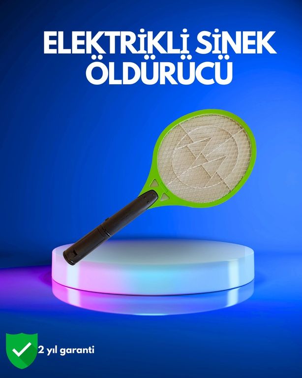 Diğer 125252967 Mey İthalat Pil İle Çalışan Elektrikli Sivrisinek Raketi Kimyasal İçermeyen Hijyenik Çözüm