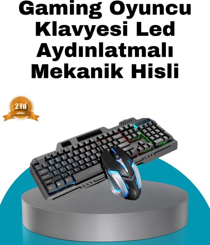 Diğer 125864041 Mey İthalat Mekanik Seti Led Işıklandırma Ve Ergonomik Mouse