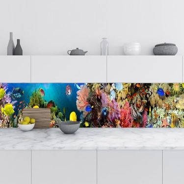 Diğer 126592046 Mutfak Tezgah Arası Folyo Kaplama Folyosu Deniz Mercanları 60X400 Cm