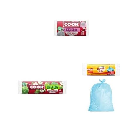 Diğer 126592246 Kokulu Çöp Torbası, Küçük Boy 40 X 47 Cm X1 + Kokulu Çöp Torbası, Orta Boy 55 X 60 Cm X1 + Büyük Boy Çöp Poşeti 10'lu 65X80 Cm, X1