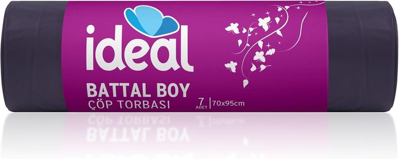 Diğer 126593378 İdeal Battal Boy Çöp Poşeti 7'li 70X95 Cm, Sızdırmaz Yırtılmaz Battal Boy Çöp Torbası, Geri Dönüştürülebilir Atık Torbası, Restoran, Kafe, Ofis, İşyeri, Ev, Mutfak İçin Güçlü Çöp Poşeti Torbası