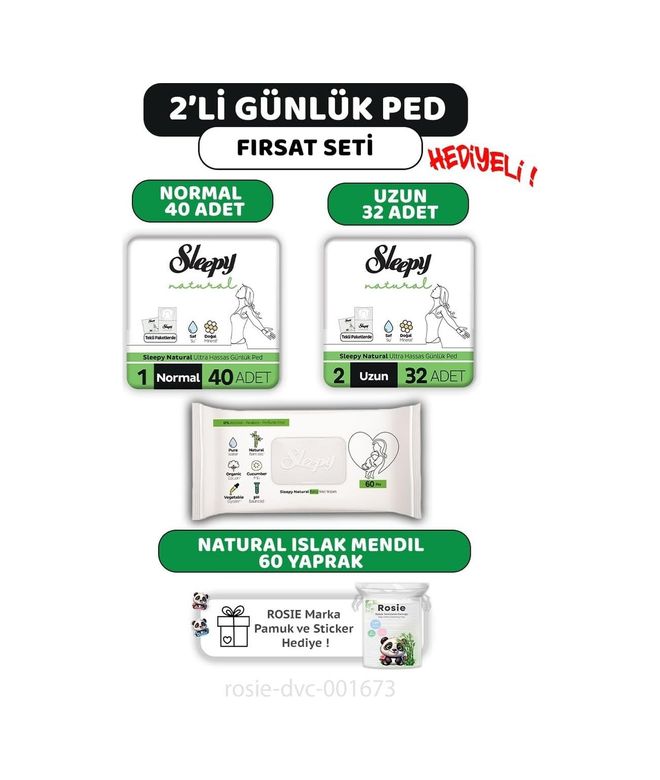 Diğer 126593530 2'li Natural Ultra Hassas Günlük Ped Seti, Islak Mendil Ve Rosıe