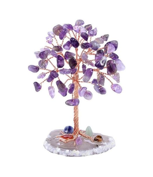 Diğer 126593816 Ametist Yaşam Ağacı Kristal Bonsai Doğal Taş Dekor El Yapımı Tel Ağaç Meditasyon & Ofis Masaüstü Süs