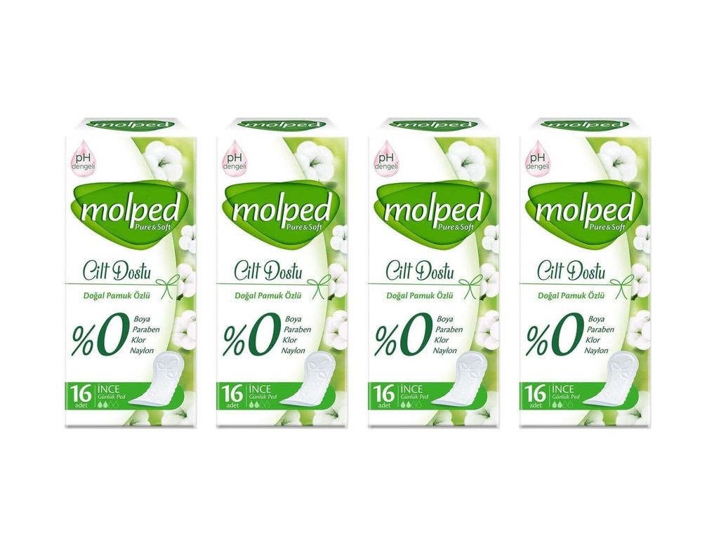 Diğer 126593878 Molped Pure&soft Cilt Dostu Günlük Ped, 16'lı, 4 Paket