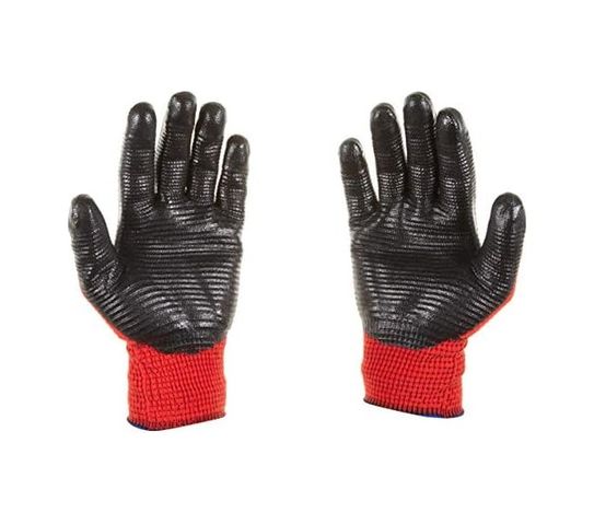 Diğer 126597295 Beybi Pn5 Zebra Polyester Örme Nitril Eldiven Çift - No:9 - Kırmızı Siyah