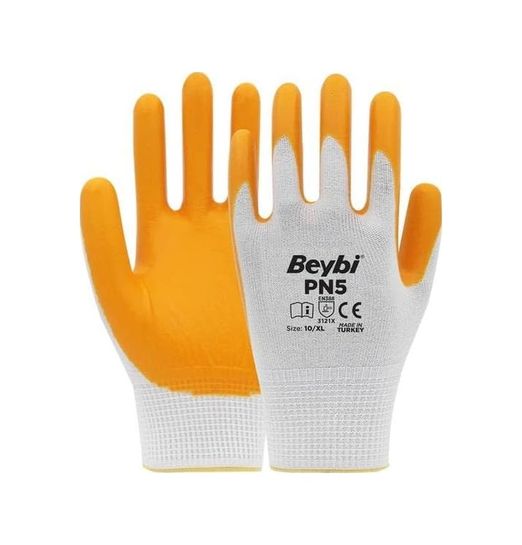 Diğer 126597324 Katar Beybi Pn5 Polyester Örme Beyaz Sarı Eldiven 10