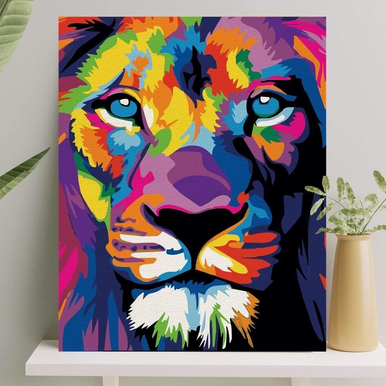 Diğer 126618929 Hobi Sanat Sayılarla Boyama Tuval Seti Fırça Boya Dahil Çıtalı 40X50 Cm - Aslan